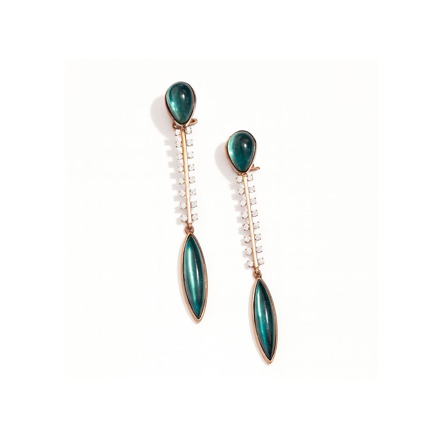 Orecchini ad amo con pietre doppiate e diamanti AURUM | OR AMO FILOAU9R CT0.32